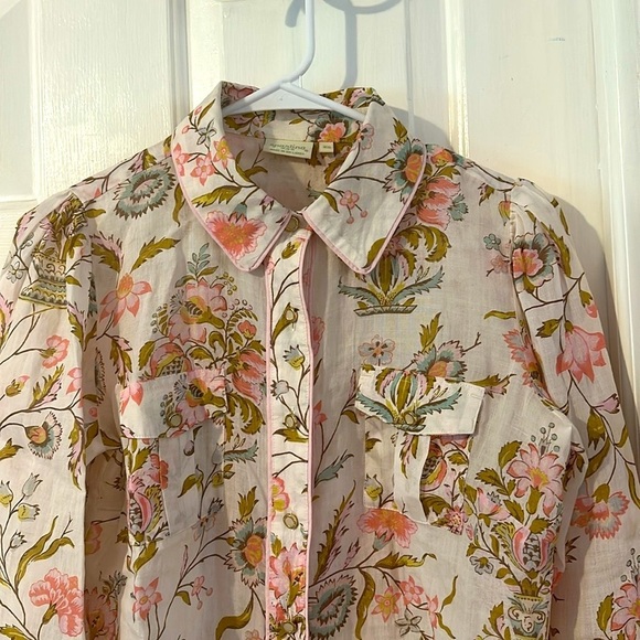 NWOT Women’s Spartina 449 Claudette Blouse Jane Jardinere Cream Size XS - Picture 5 of 12